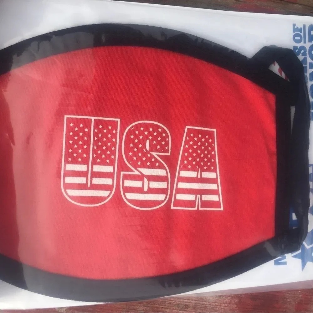 RED USA COTTON FACE COVERING PATRIOTIC 2 ply - Picture 2 of 5